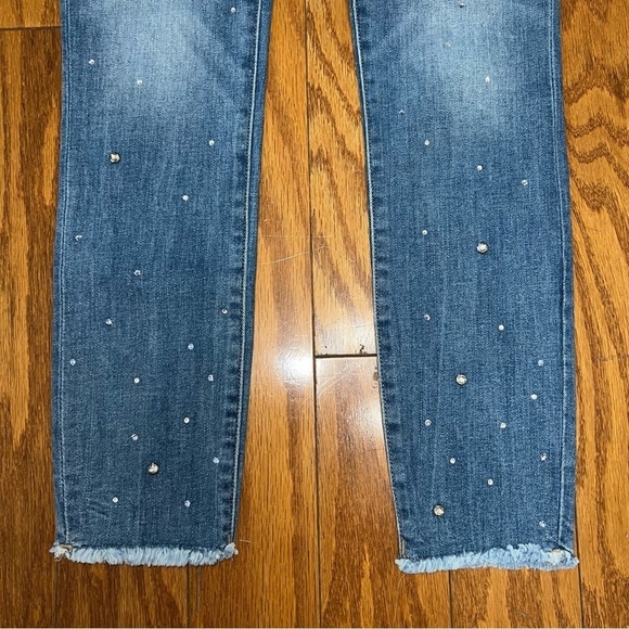 DL1961 Crystal-Embellished Cropped Mid Rise Instasculpt Skinny Jeans Size 26 - Picture 8 of 12